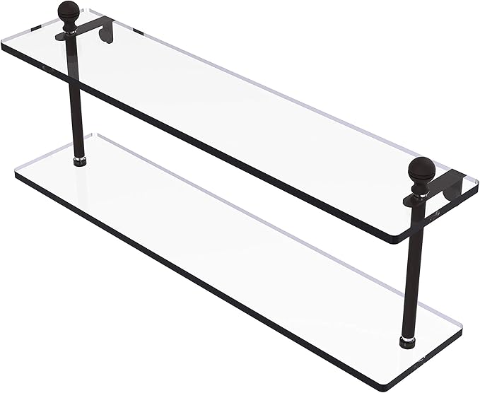 Allied Brass MA-2/22 Mambo Collection 22 Inch Two Tiered Glass Shelf, Oil Rubbed Bronze