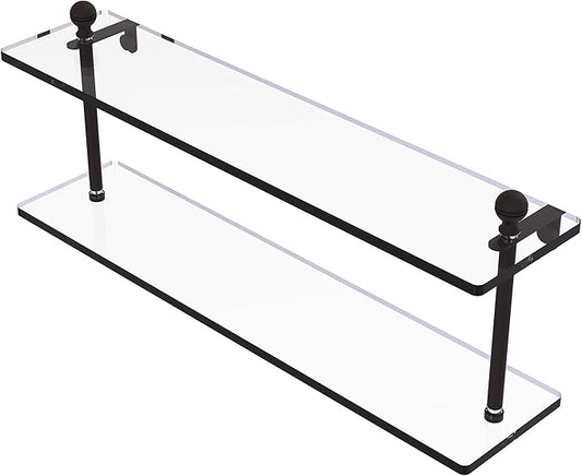 Allied Brass MA-2/22 Mambo Collection 22 Inch Two Tiered Glass Shelf, Oil Rubbed Bronze