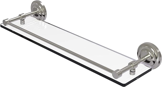 Allied Brass Que New 22 Inch Tempered Gallery Rail Glass Shelf, Satin Nickel