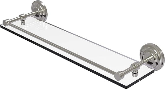 Allied Brass Que New 22 Inch Tempered Gallery Rail Glass Shelf, Satin Nickel