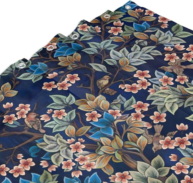 William Morris Floral Shower Curtain,Watercolor Vintage Flower Art Style Shower Curtain Set 72"×72" Inch