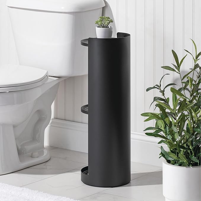 iDesign Freestanding 3-Tier Rotating Bathroom Organizer - Matte Black
