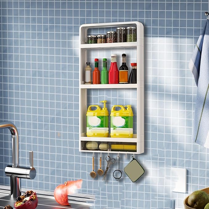 Generic Bathroom Shelf Organizer Storage Rack Hanging Storage Shelf Accessory No Drilling Shelves Multipurpose Multi Layer Over The Toilet Decor, E