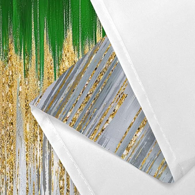 JAWO Abstract Green Shower Curtain, Lake Blue Boho Ombre Minimalist Chic Art Shower Curtains, Modern Neutral Contemporary Striped Brush Strokes Tan Art Waterproof Bathroom Curtain with 12 Hooks