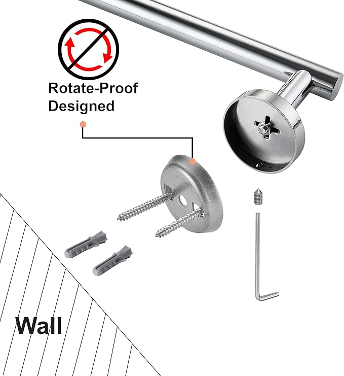 Hand Towel Holder for Bathroom, Chrome Polished Hand Towel Bar, SUS304 Stainless Steel Hand Towel Hanger, Wall Mounted Small Hand Towel Ring, 9 Inch Round Heavy Duty Towel Rack for Bathroom, Kit