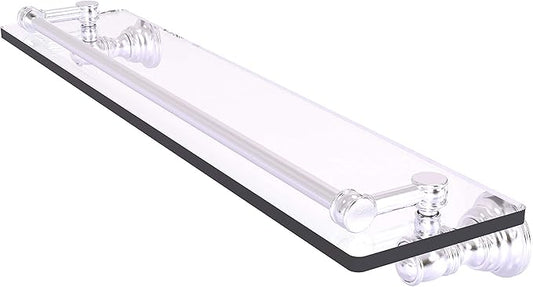 Allied Brass CL-1-22-GAL Carolina Collection 22 Inch Gallery Rail Glass Shelf, Satin Chrome