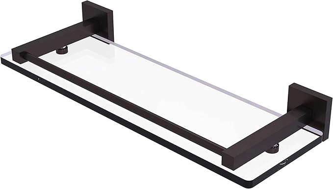 Allied Brass MT-1-16-GAL Montero Collection 16 Inch Gallery Rail Glass Shelf, Antique Bronze