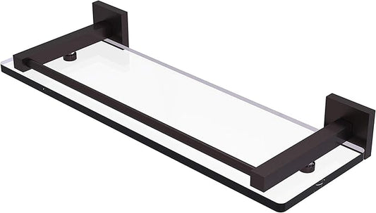 Allied Brass MT-1-16-GAL Montero Collection 16 Inch Gallery Rail Glass Shelf, Antique Bronze