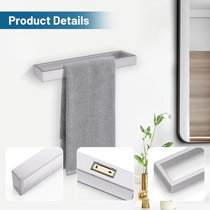 TNOMS Single Towel Bar Towel Holder Bathroom Hardware Accessories,Stainless Steel Wall-Mounted Towel Rack Towel Rail,12 Inches Brushed Nickel