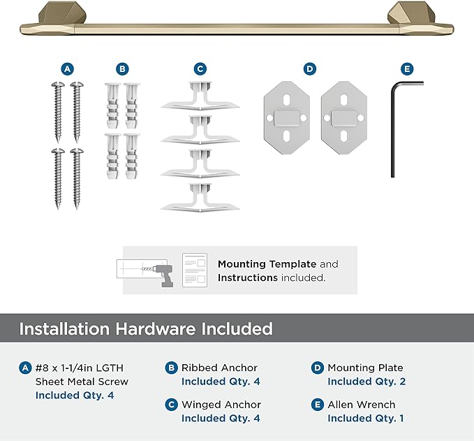 Amerock BH36043BBZ | Golden Champagne Towel Bar | 18 in (457 mm) Towel Rack | St. Vincent | Bathroom Towel Holder | Bathroom Hardware | Bath Accessories