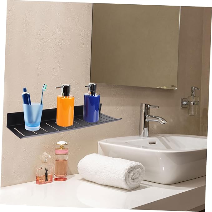 HEALLILY Wall-Mounted Storage Hanging Shelf for Bathroom Over Toilet Shelf Space-Saving Black