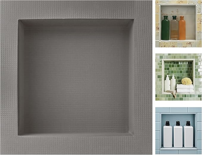 Shower Niche Insert Tile Ready 12"x12",Niche for Shower Wall,Waterproof Ready to Tile Niches Single Recessed Shower Shelf for Bathroom Renovation/Soap Storage, Outer Size 16"x16",Depth 4”