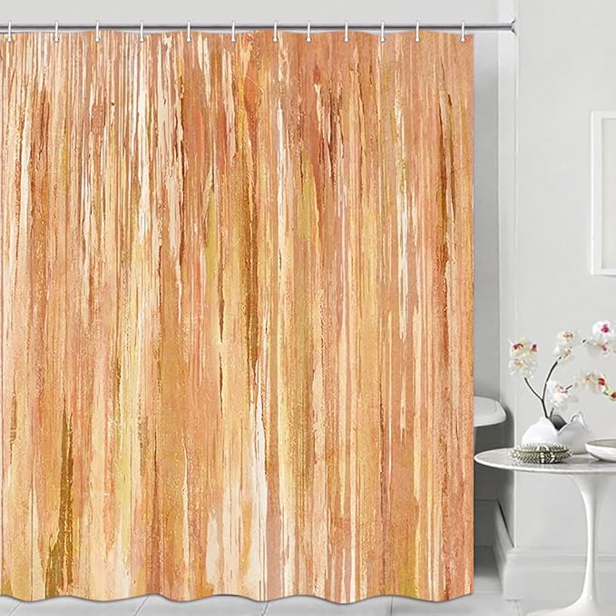 JAWO Fall Color Abstract Shower Curtain Set - Premium Quality Heavy Duty Orange Autumn Modern Farmhouse Vintage Shower Curtain Bohemian Bathroom Decor, Waterproof & Washable Curtains with Hooks