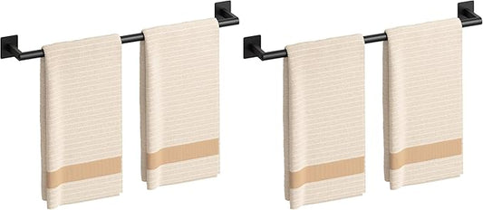 USHOWER Matte Black Towel Bar, 24 Inch Towel Racks for Bathroom Wall Mounted, Heavy Duty Stainless Steel Towel Holder, Easy Installation (Total Length 26 Inch) (Pack of 2)
