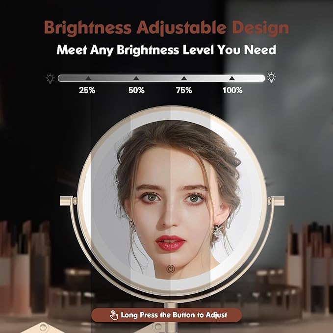 5000mAh Rechargeable Wall Mounted Makeup Mirror - 8 Inch Double Sided 1X/30X Magnifying Mirror with 3 Color Lights Dimmable Touch Screen, 360°Swivel 19.6 Inch Extendable Accordion Bathroom Mirror