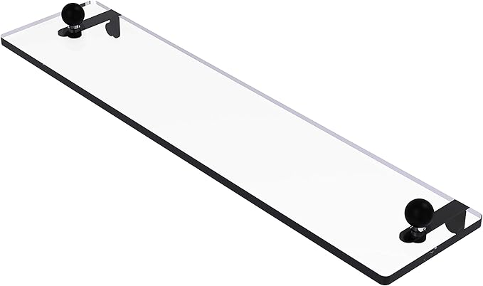 Allied Brass PR-1/16-BKM Pr 1 Inch Vanity Beveled Edges Glass Shelf, 16 Inch, Matte Black