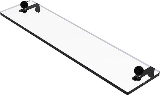 Allied Brass PR-1/16-BKM Pr 1 Inch Vanity Beveled Edges Glass Shelf, 16 Inch, Matte Black