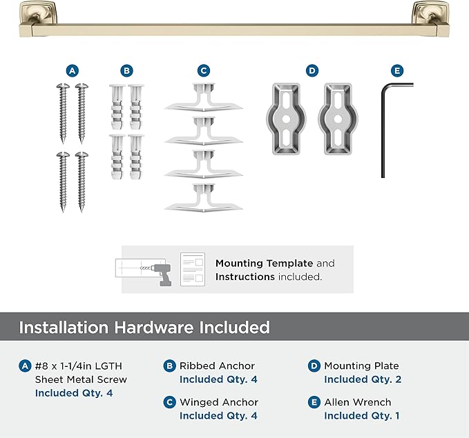 Amerock BH36094BBZ | Golden Champagne Towel Bar | 24 in (610 mm) Towel Rack | Stature | Bathroom Towel Holder | Bathroom Hardware | Bath Accessories