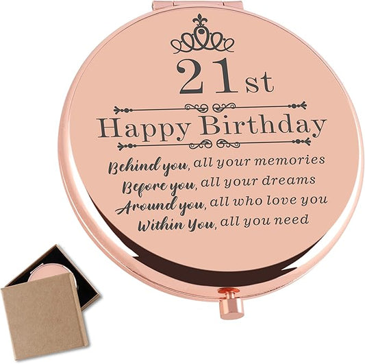 21st Birthday Gifts for Girls Rose Gold Compact Makeup Mirror Perfect 21st Birthday Gift for Her