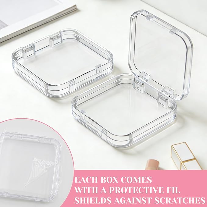 26 PCS Press on Nail Storage Box, 24PCS Small Press on Nail Box and 2 Pack Big Nails Storage Boxes Plastic, Nails Case Containers for Art DIY Jewelry Fishing Tackle, Mini Clear Dimond Storage