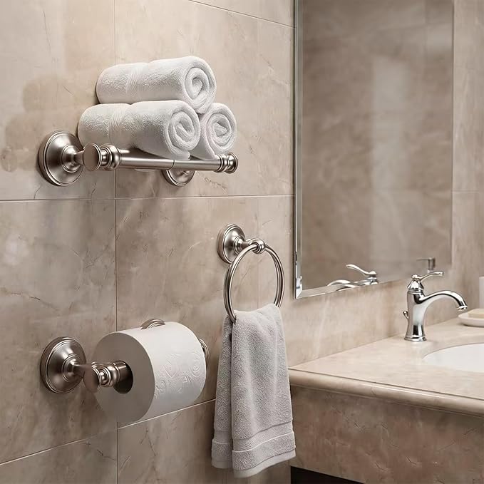 khtumeware 1 Pack Vibrant Polished Nickel Towel Bar 24 Inch Towel Rack for Bathroom Wall Mounted Thicken Steel Towel Rod Modern Home Decor