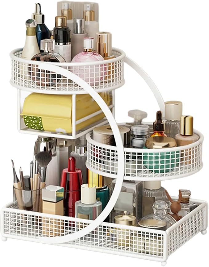 Multiple Tiers Metal Cosmetic Organizers Modern Storage Rack For Skincare Lipsticks Bathroom Countertop Without Tool