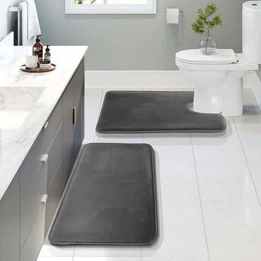Clara Clark Bathroom Rugs, Velvet Memory Foam Bath Mat, Non-Slip Bath Rugs, Machine Wash, Dries Quickly, Ultra Soft Plush Bath Mats for Bathroom,
