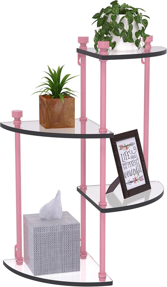 Allied Brass FT-4-PNK 4 Tier Glass Wall Shelf, Pink