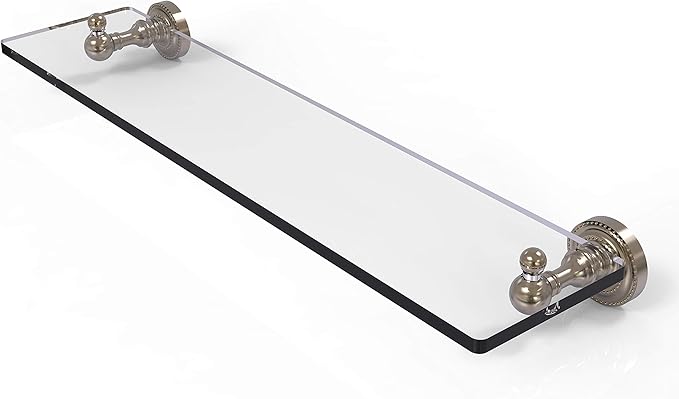 Allied Brass DT-1/22-PEW Dt 1 22 Dottingham Collection Inch Vanity Beveled Edges 1 Glass Shelf, 22 Inch, Antique Pewter