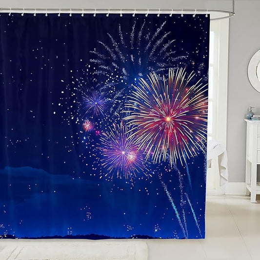 Feelyou Girls Bath Curtain Chic Colorful Fireworks Shower Curtain for Kids Teens Luxury Galaxy Print Bathroom Fabric Shower Curtain Set Decorative Floral Printed Waterproof Curtains 72"x78"