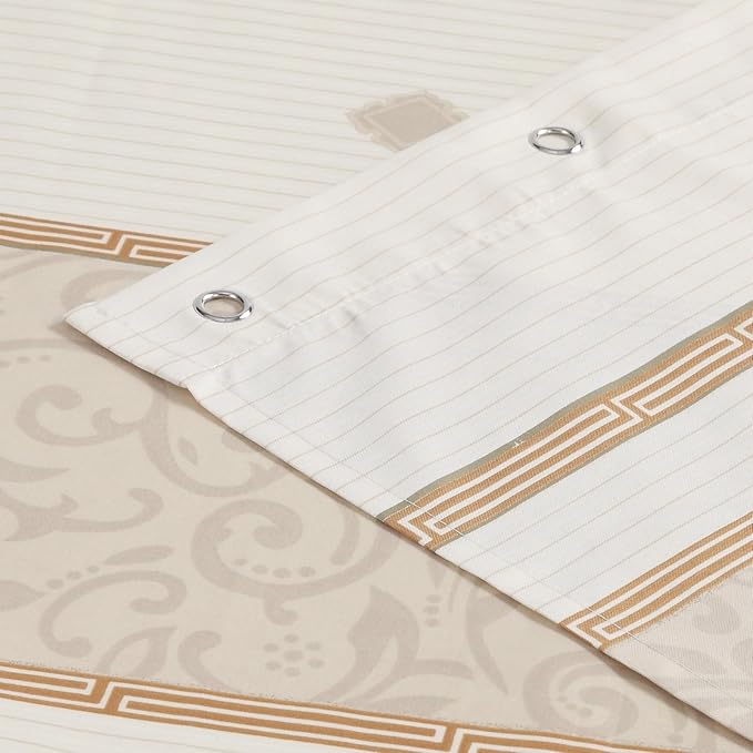 Long Stall Fabric Shower Curtain, Beige Tan Stripe Narrow Cloth Shower Curtains for Bathroom, Waterproof Bathroom Small Curtains, 54" W x 78" H