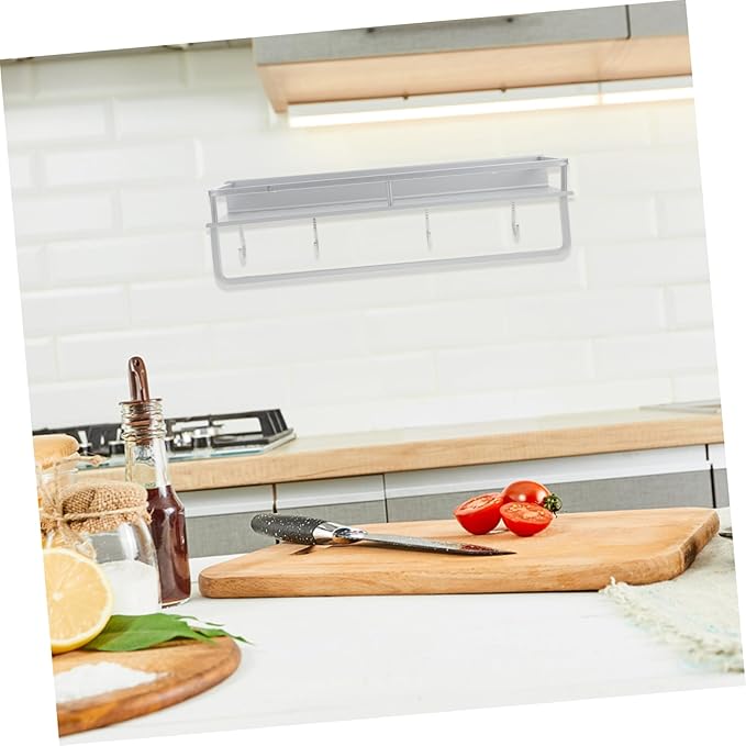HEALLILY 1set Multi-Functional Wall-Mounted Storage Shelf for Bathroom Kitchen Heavy-Duty Hollow Rack Hooks Space-Saving Organizer for Toiletries and Seasoning Bottles Stylish Design