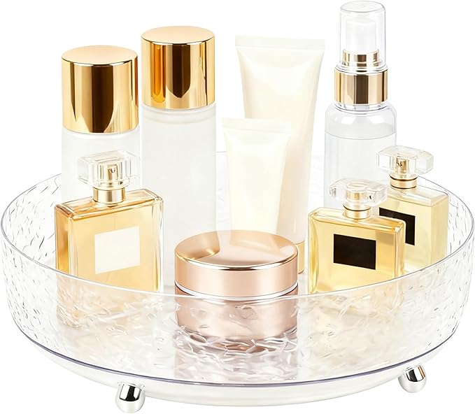 360?? Rotating Makeup Organizer, 9" Clear Perfume Organizer Turntable Lazy Susan for Vanity, Pantry, Bathroom Counter, Cabinet, Spinning Cosmetic Storage Holder for Skincare, Perfume, Lotions