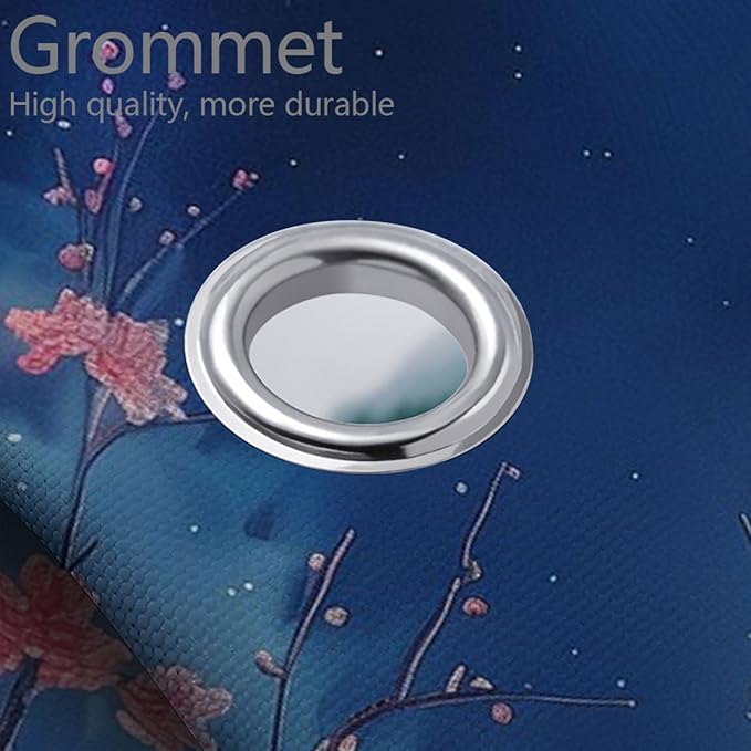 Cherry Blossoms Shower Curtain Set with Rug, Toilet Lid Cover and Bath Mat, Night Sky Moon Japanese Anime Bathroom Decor Sets Accessories with 12 Hooks