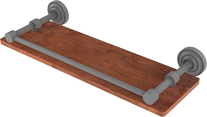 Allied Brass DT-1-16-GAL-IRW Dottingham Collection 16 Inch Solid IPE Ironwood Gallery Rail Wood Shelf, Matte Gray