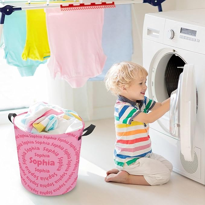 ZOE DAVISON Custom Laundry Baskets with Name,Personalized Name Laundry Hamper for Kids Baby Adults,Collapsible Clothes Storage Organizer,One Size