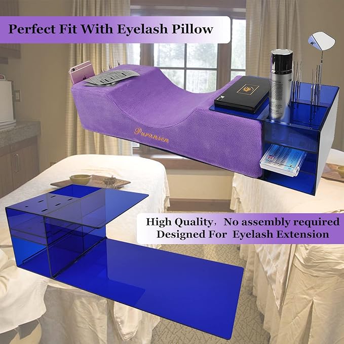 Lash Pillow Shelf Organizer - Eyelash Extension Pillow Shelf Stand - Acrylic Pillow Shelf for Lash Tech Supplies，Lash Extension Supplies Display Cabinet Shelves Suitable for Left and Right Hands