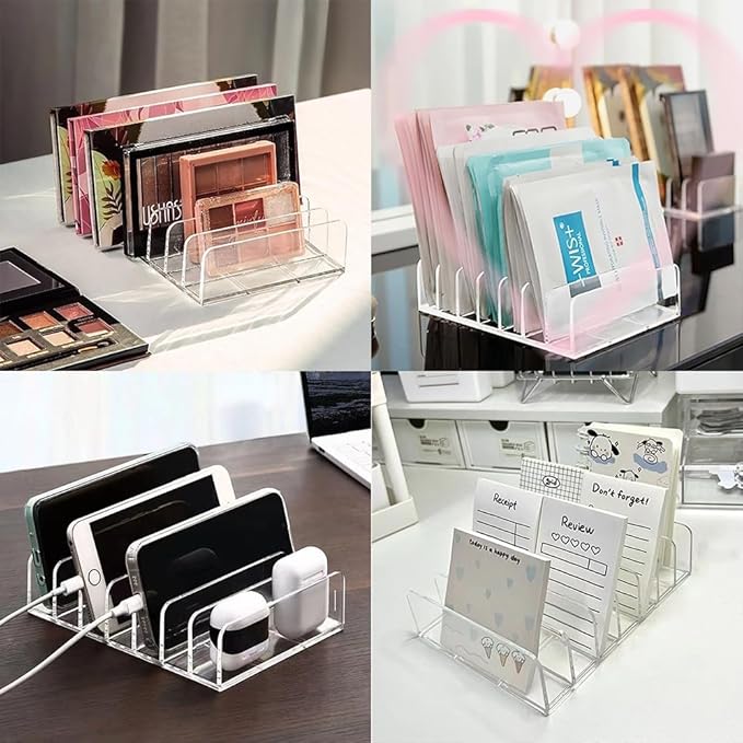 2 Pack Acrylic Eyeshadow Makeup Palette Organizer: Makeup Organizer for Drawer - 7-Section Cosmetic Display Case for Bathroom Vanity Countertop - Clear Cosmetic Organizer Storage Accessories