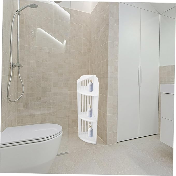 Unomor Corner Shelf Bathroom Organizer Sleek Standing Storage Rack for Toiletries Essentials Capacity Multi Design Space Saving for