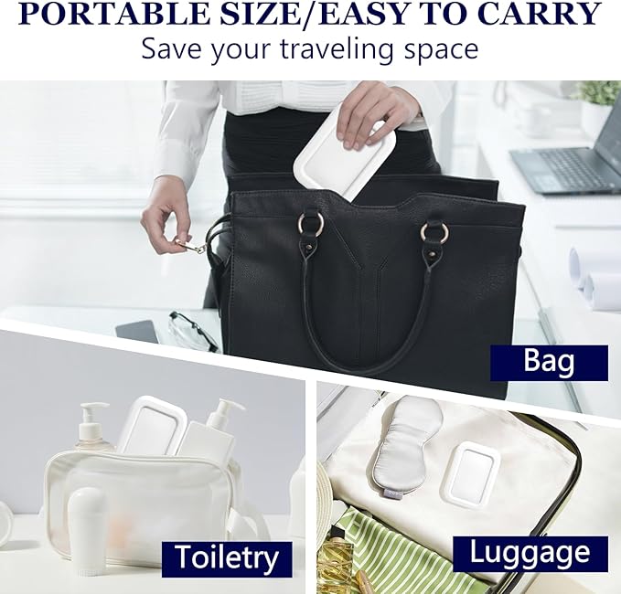 HighHerz Leak Proof Silicone Travel Soap Case with Draining Tray - Bar Soap Holder for Travel, Gym & Camping - Mess-Free Portable Soap Container for Carry-on Bags (White)