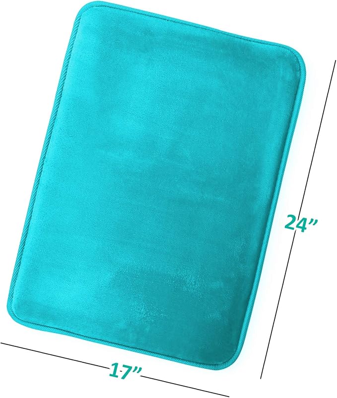Clara Clark Bathroom Rugs, Velvet Memory Foam Bath Mat, Non-Slip, Machine Washable Bath Rugs - Dries Quickly, Ultra Soft Plush Bath Mats for Bathroom, 17 x 24, Teal Blue
