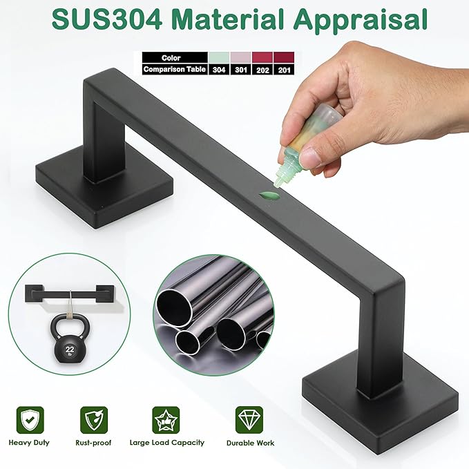 Alise Towel Bar for Bathroom,10'' Towel Holder Towel Racks for Bathroom Wall Mount,SUS304 Stainless Steel Towel Rail Towel Hanger for Wall,Matte Black