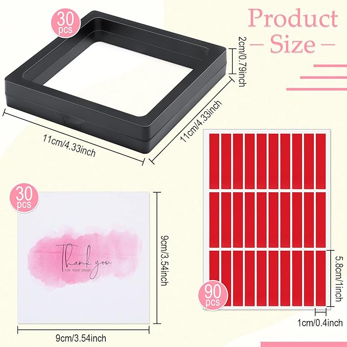 meekoo 30 Pcs Press on Nail Packaging Box with 90 Pcs Adhesive Double Sided Tape Artificial Nail Display Case Storage Container Box Acrylic Packaging Organizer for Art Home Salon(Black)