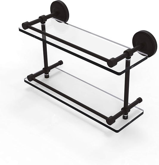 Allied Brass PRBP-2/16-GAL-ORB Prbp 2 Gal Prestige Regal Inch Double Gallery Rail Glass Shelf, 16 Inch, Oil Rubbed Bronze