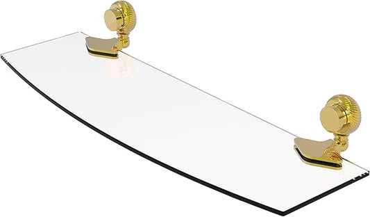 Allied Brass 433T/18-PB 433 T Venus Collection Inch Twist Accents Glass Shelf, 18-Inch by 5-Inch, Polished Brass