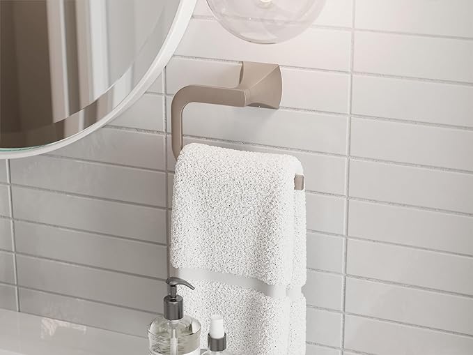 Pfister Bruxie 3-Piece Bathroom Hardware Set with Towel Bar, Towel Ring, and Toilet Paper Holder, Wall-Mounted, Spot Defense Brushed Nickel Finish, BTBBIE3GS