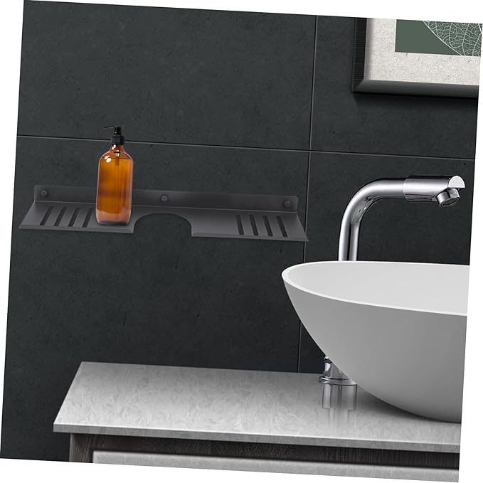 Over Sink Shelf Bathroom Organizer No Drill Wall-Mounted Design for Easy Storage Organization Over Bathroom Sink Minimalist Aesthetic Space-Saving Makeup Station Shaped Gun Grey