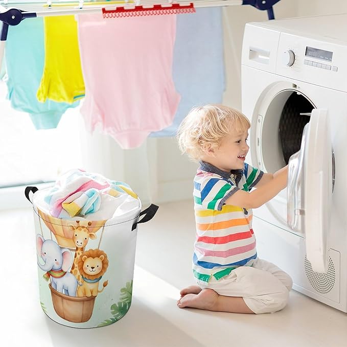 Cartoon Baby Laundry Basket Boys Room Decor Elephant Giraffe Hampers Boys Hamper Clothes Toy Storage Bin Jungle Decor
