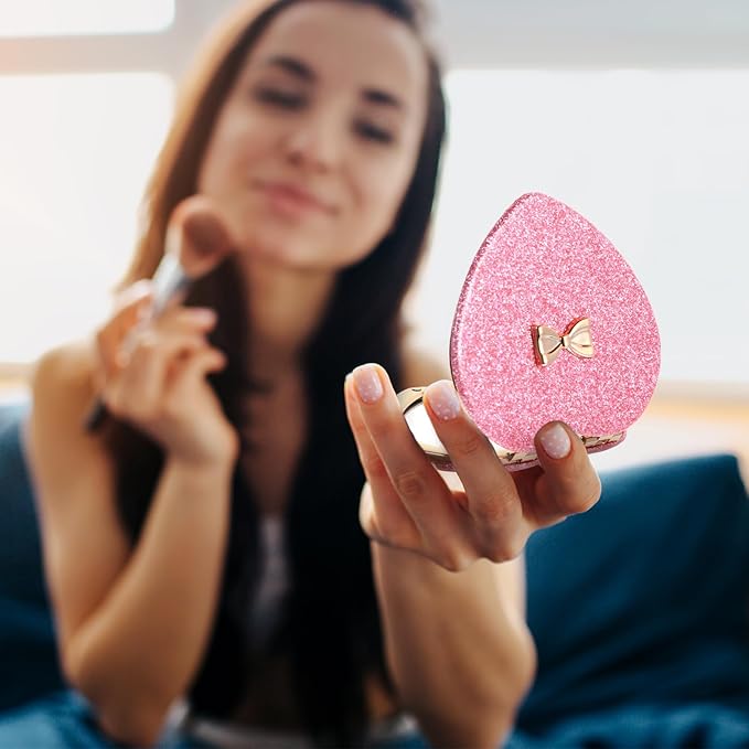 Giantree Cute Heart-Shaped Makeup Mirror for Women, Pink Double-Sided Makeups Mirrors, Travel Portable Makeup Mirror Gift Magnetic Folding Mirrors Suitable for Women Home Office Valentine's Day