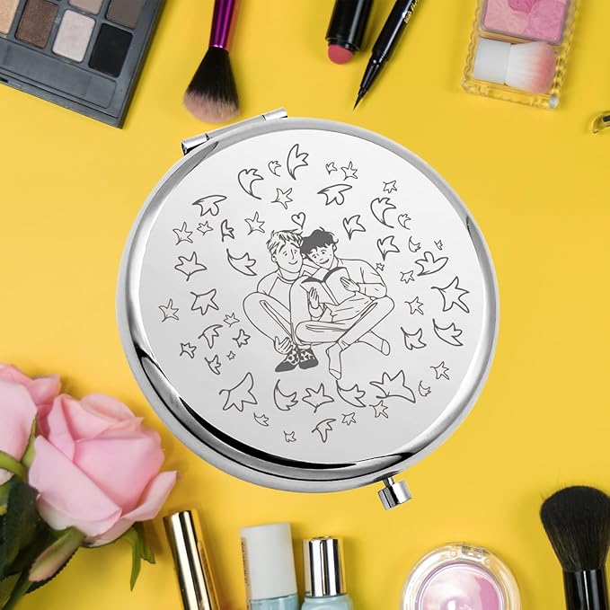KEYCHIN Nick and Charlie Pocket Mirror LGBT Pride Gifts Compact Makeup Mirror for TV Show Fans (Hi Leaves-S)